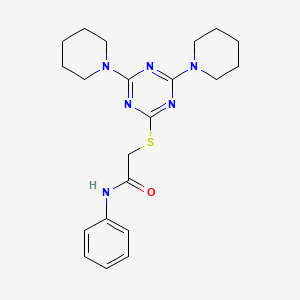 2-[(4,6-di-1-piperidinyl-1,3,5-triazin-2-yl)thio]-N-phenylacetamide