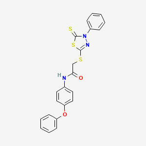 molecular formula C22H17N3O2S3 B3518610 N-(4-phenoxyphenyl)-2-[(4-phenyl-5-thioxo-4,5-dihydro-1,3,4-thiadiazol-2-yl)sulfanyl]acetamide 