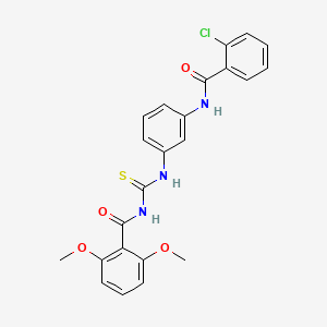 molecular formula C23H20ClN3O4S B3518630 N-[({3-[(2-chlorobenzoyl)amino]phenyl}amino)carbonothioyl]-2,6-dimethoxybenzamide 