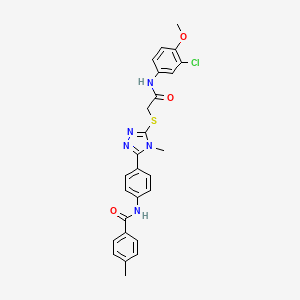 molecular formula C26H24ClN5O3S B3518645 N-{4-[5-({2-[(3-chloro-4-methoxyphenyl)amino]-2-oxoethyl}sulfanyl)-4-methyl-4H-1,2,4-triazol-3-yl]phenyl}-4-methylbenzamide 