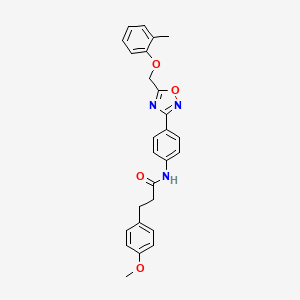 molecular formula C26H25N3O4 B3518655 3-(4-methoxyphenyl)-N-(4-{5-[(2-methylphenoxy)methyl]-1,2,4-oxadiazol-3-yl}phenyl)propanamide 