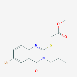 molecular formula C16H17BrN2O3S B3518671 ethyl {[6-bromo-3-(2-methyl-2-propen-1-yl)-4-oxo-3,4-dihydro-2-quinazolinyl]thio}acetate 