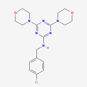 molecular formula C18H23ClN6O2 B3518683 N-(4-chlorobenzyl)-4,6-di-4-morpholinyl-1,3,5-triazin-2-amine 