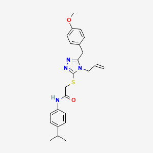 molecular formula C24H28N4O2S B3518688 2-{[5-(4-methoxybenzyl)-4-(prop-2-en-1-yl)-4H-1,2,4-triazol-3-yl]sulfanyl}-N-[4-(propan-2-yl)phenyl]acetamide 