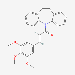 molecular formula C26H25NO4 B3518714 5-[3-(3,4,5-trimethoxyphenyl)acryloyl]-10,11-dihydro-5H-dibenzo[b,f]azepine 