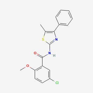 molecular formula C18H15ClN2O2S B3518723 5-CHLORO-2-METHOXY-N-(5-METHYL-4-PHENYL-13-THIAZOL-2-YL)BENZAMIDE 