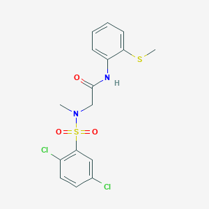 molecular formula C16H16Cl2N2O3S2 B3518883 N~2~-[(2,5-dichlorophenyl)sulfonyl]-N~2~-methyl-N-[2-(methylsulfanyl)phenyl]glycinamide 