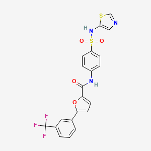 molecular formula C21H14F3N3O4S2 B3518888 N-[4-(1,3-thiazol-5-ylsulfamoyl)phenyl]-5-[3-(trifluoromethyl)phenyl]furan-2-carboxamide 