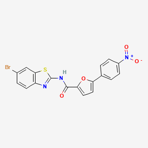 molecular formula C18H10BrN3O4S B3518896 N-(6-bromo-1,3-benzothiazol-2-yl)-5-(4-nitrophenyl)-2-furamide 