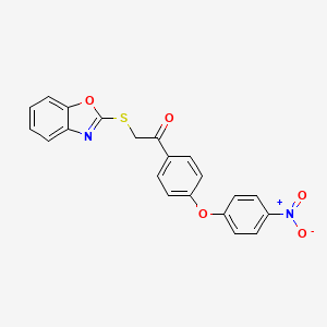 molecular formula C21H14N2O5S B3518913 2-(1,3-benzoxazol-2-ylthio)-1-[4-(4-nitrophenoxy)phenyl]ethanone 