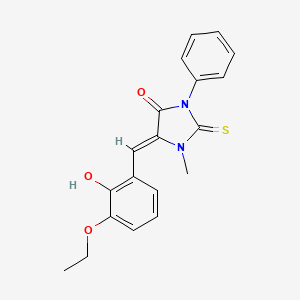 molecular formula C19H18N2O3S B3518944 5-(3-ethoxy-2-hydroxybenzylidene)-1-methyl-3-phenyl-2-thioxo-4-imidazolidinone 