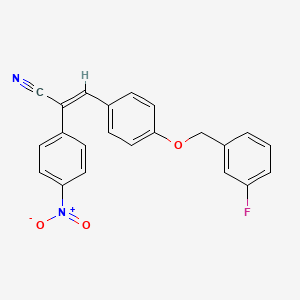 molecular formula C22H15FN2O3 B3519030 (2E)-3-{4-[(3-fluorobenzyl)oxy]phenyl}-2-(4-nitrophenyl)prop-2-enenitrile 