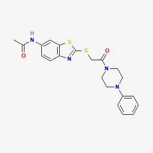 molecular formula C21H22N4O2S2 B3519038 N-(2-{[2-oxo-2-(4-phenylpiperazin-1-yl)ethyl]sulfanyl}-1,3-benzothiazol-6-yl)acetamide 