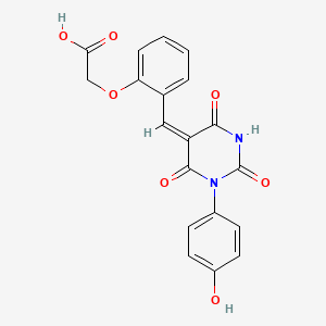 molecular formula C19H14N2O7 B3519052 2-[2-[(E)-[1-(4-hydroxyphenyl)-2,4,6-trioxo-1,3-diazinan-5-ylidene]methyl]phenoxy]acetic acid 