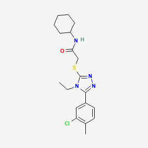 molecular formula C19H25ClN4OS B3519083 2-{[5-(3-chloro-4-methylphenyl)-4-ethyl-4H-1,2,4-triazol-3-yl]sulfanyl}-N-cyclohexylacetamide 