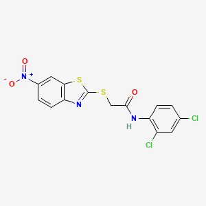 molecular formula C15H9Cl2N3O3S2 B3519091 N-(2,4-dichlorophenyl)-2-[(6-nitro-1,3-benzothiazol-2-yl)sulfanyl]acetamide 