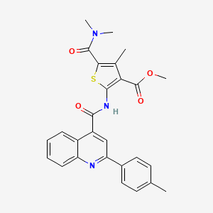 molecular formula C27H25N3O4S B3519095 methyl 5-[(dimethylamino)carbonyl]-4-methyl-2-({[2-(4-methylphenyl)-4-quinolinyl]carbonyl}amino)-3-thiophenecarboxylate 