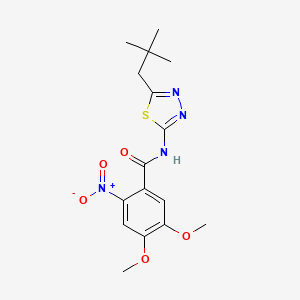 molecular formula C16H20N4O5S B3519107 N-[5-(2,2-dimethylpropyl)-1,3,4-thiadiazol-2-yl]-4,5-dimethoxy-2-nitrobenzamide 