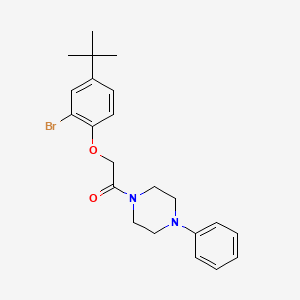 molecular formula C22H27BrN2O2 B3519118 2-(2-Bromo-4-tert-butylphenoxy)-1-(4-phenylpiperazin-1-yl)ethanone 