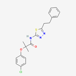 2-(4-chlorophenoxy)-2-methyl-N-[5-(2-phenylethyl)-1,3,4-thiadiazol-2-yl]propanamide