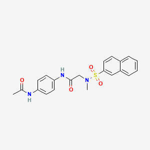 molecular formula C21H21N3O4S B3519157 N~1~-[4-(acetylamino)phenyl]-N~2~-methyl-N~2~-(2-naphthylsulfonyl)glycinamide 