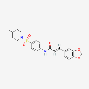 (E)-3-(1,3-BENZODIOXOL-5-YL)-N-{4-[(4-METHYLPIPERIDINO)SULFONYL]PHENYL}-2-PROPENAMIDE