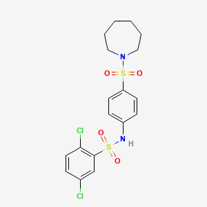 molecular formula C18H20Cl2N2O4S2 B3519201 N-[4-(azepan-1-ylsulfonyl)phenyl]-2,5-dichlorobenzenesulfonamide 