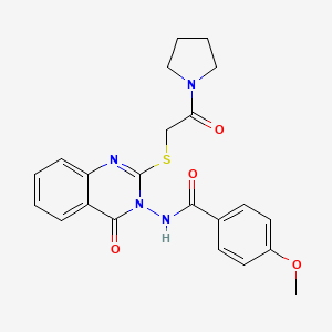 4-methoxy-N-[4-oxo-2-{[2-oxo-2-(1-pyrrolidinyl)ethyl]thio}-3(4H)-quinazolinyl]benzamide