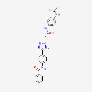 N-(4-{5-[(2-{[4-(acetylamino)phenyl]amino}-2-oxoethyl)sulfanyl]-4-methyl-4H-1,2,4-triazol-3-yl}phenyl)-4-fluorobenzamide