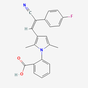 molecular formula C22H17FN2O2 B3519245 2-[3-[(E)-2-cyano-2-(4-fluorophenyl)ethenyl]-2,5-dimethylpyrrol-1-yl]benzoic acid 