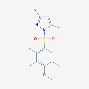 molecular formula C15H20N2O3S B351927 1-[(4-methoxy-2,3,5-trimethylphenyl)sulfonyl]-3,5-dimethyl-1H-pyrazole CAS No. 944785-38-0