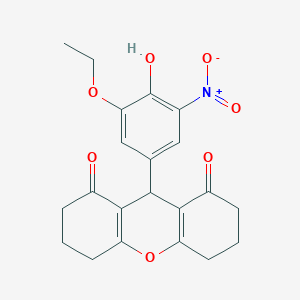 molecular formula C21H21NO7 B3519485 9-(3-ethoxy-4-hydroxy-5-nitrophenyl)-3,4,5,6,7,9-hexahydro-1H-xanthene-1,8(2H)-dione 