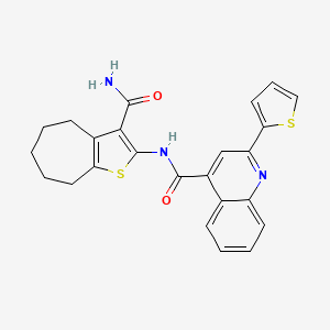 N-{3-CARBAMOYL-4H,5H,6H,7H,8H-CYCLOHEPTA[B]THIOPHEN-2-YL}-2-(THIOPHEN-2-YL)QUINOLINE-4-CARBOXAMIDE