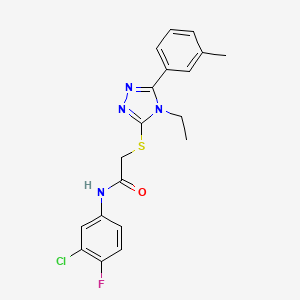 N-(3-chloro-4-fluorophenyl)-2-{[4-ethyl-5-(3-methylphenyl)-4H-1,2,4-triazol-3-yl]thio}acetamide