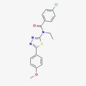 molecular formula C18H16ClN3O2S B3519633 4-chloro-N-ethyl-N-[5-(4-methoxyphenyl)-1,3,4-thiadiazol-2-yl]benzamide 