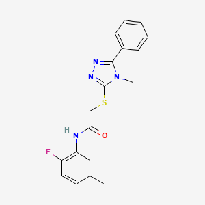 molecular formula C18H17FN4OS B3519650 N-(2-fluoro-5-methylphenyl)-2-[(4-methyl-5-phenyl-4H-1,2,4-triazol-3-yl)thio]acetamide 