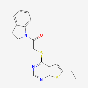 1-(2,3-Dihydroindol-1-yl)-2-(6-ethylthieno[2,3-d]pyrimidin-4-yl)sulfanylethanone