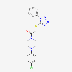 molecular formula C19H19ClN6OS B3519770 1-[4-(4-chlorophenyl)piperazin-1-yl]-2-[(1-phenyl-1H-tetrazol-5-yl)sulfanyl]ethanone 