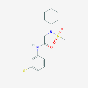 molecular formula C16H24N2O3S2 B3519807 N~2~-cyclohexyl-N~2~-(methylsulfonyl)-N~1~-[3-(methylthio)phenyl]glycinamide 