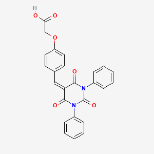 molecular formula C25H18N2O6 B3519915 {4-[(2,4,6-trioxo-1,3-diphenyltetrahydro-5(2H)-pyrimidinylidene)methyl]phenoxy}acetic acid 