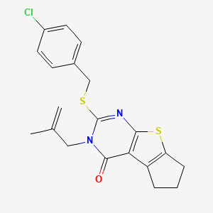 2-[(4-chlorobenzyl)thio]-3-(2-methyl-2-propen-1-yl)-3,5,6,7-tetrahydro-4H-cyclopenta[4,5]thieno[2,3-d]pyrimidin-4-one