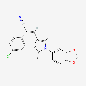 (E)-3-[1-(1,3-benzodioxol-5-yl)-2,5-dimethylpyrrol-3-yl]-2-(4-chlorophenyl)prop-2-enenitrile