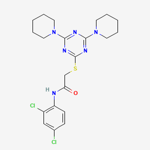 N-(2,4-dichlorophenyl)-2-[[4,6-di(piperidin-1-yl)-1,3,5-triazin-2-yl]sulfanyl]acetamide