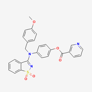 molecular formula C27H21N3O5S B3520058 4-[(1,1-DIOXO-1H-1,2-BENZISOTHIAZOL-3-YL)(4-METHOXYBENZYL)AMINO]PHENYL NICOTINATE 