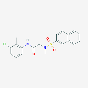 molecular formula C20H19ClN2O3S B3520134 N~1~-(3-chloro-2-methylphenyl)-N~2~-methyl-N~2~-(2-naphthylsulfonyl)glycinamide 