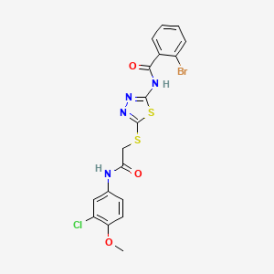 molecular formula C18H14BrClN4O3S2 B3520245 2-bromo-N-[5-[2-(3-chloro-4-methoxyanilino)-2-oxoethyl]sulfanyl-1,3,4-thiadiazol-2-yl]benzamide 