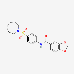 molecular formula C20H22N2O5S B3520252 N-[4-(1-azepanylsulfonyl)phenyl]-1,3-benzodioxole-5-carboxamide 