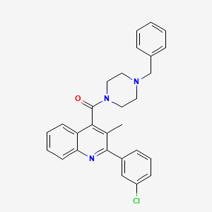 4-(4-BENZYLPIPERAZINE-1-CARBONYL)-2-(3-CHLOROPHENYL)-3-METHYLQUINOLINE