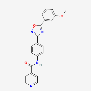 molecular formula C21H16N4O3 B3520321 N-{4-[5-(3-methoxyphenyl)-1,2,4-oxadiazol-3-yl]phenyl}isonicotinamide 