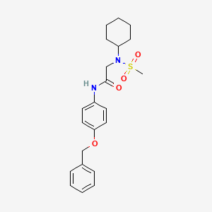 molecular formula C22H28N2O4S B3520323 2-[cyclohexyl(methylsulfonyl)amino]-N-(4-phenylmethoxyphenyl)acetamide 